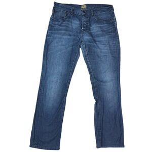 PRPS Goods & Co Mens 33 Straight Leg Button Fly Blue Denim Jeans Medium Wash